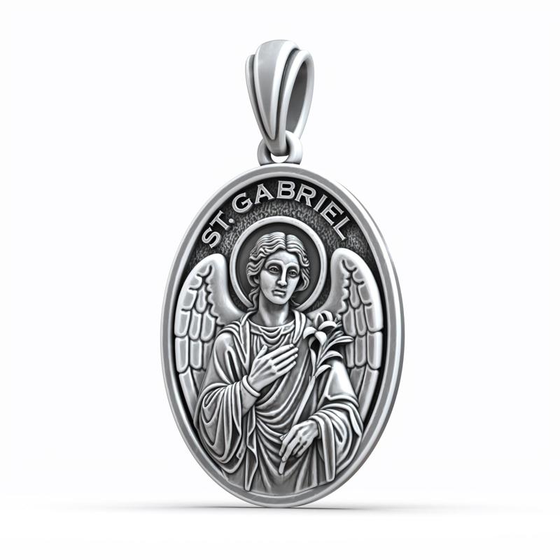 Saint Gabriel Archangel Oval Medal Catholic Christian Pendant