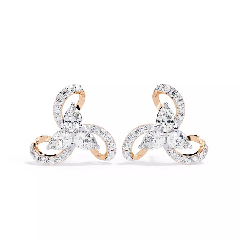 Diamond Studs Earrings 360 animation renders 3dm stl details