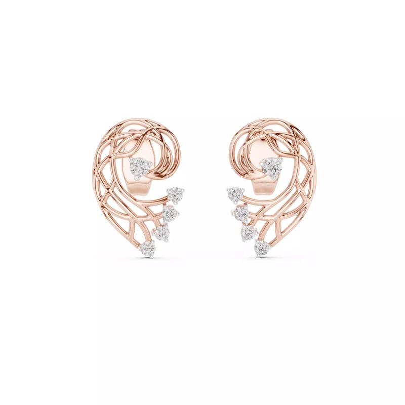 Vines Diamond Studs Earrings 3dm stl renders 360 Animation