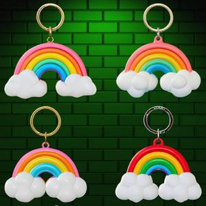 4 Rainbow Cloud Keychains