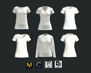 Girls 6 Types T-Shirt Pack | Marvelous / Clo3d / obj / fbx