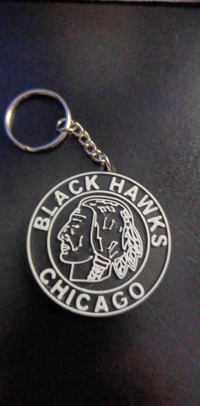 Retro Chicago Black Hawks Keychain
