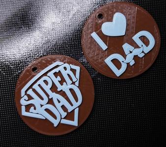 father's day keychains, i love daddy, super daddy. GIVE