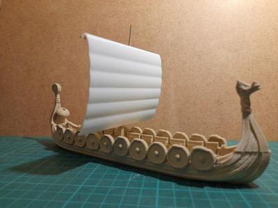 Viking Ship with Mast and Sail