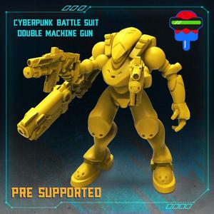 CYBERPUNK BATTLE SUIT DOUBLE MACHINE GUN