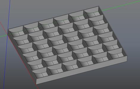Segmented tray with sloped edges (many configurations 2x2, 4x4, etc) 