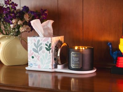 Tissue and Candle Bathroom Organizer Tray