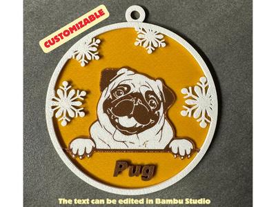 Pug Christmas Ornament