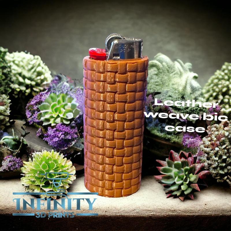 LEATHER WEAVE BIC SLEEVE/WITH OR WITHOUT KEYCHAIN