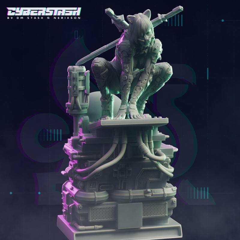 Cyberpunk eGirl Cyberpsycho - Keiko  P0MP0M  Pomeroy (Diorama Pose)