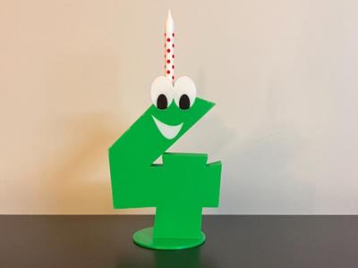 Number 4 Funny Birthday cake topper candle holder