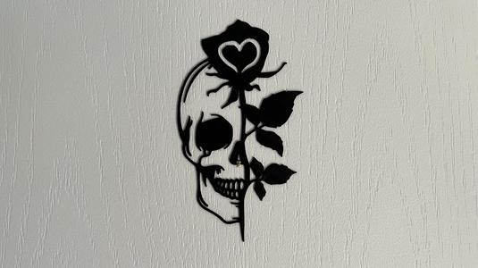 Half Skull - Half Rose Wall Art