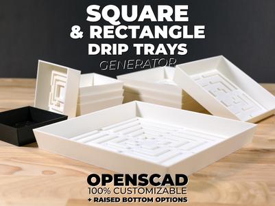 Square & Rectangle Drip Tray Generator / OpenSCAD