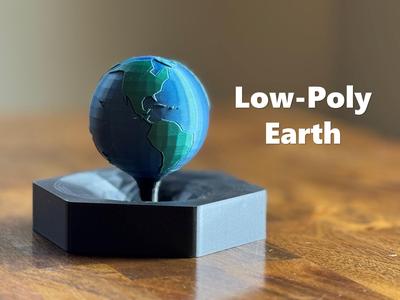 Floating Low-Poly Earth Globe with Gravity Well
