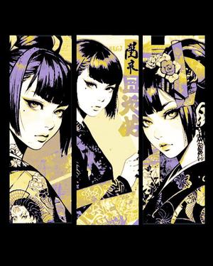 Manga Style Poster Looks of Girls dressed in Asian Elegance - Set of 3 Bookmarks