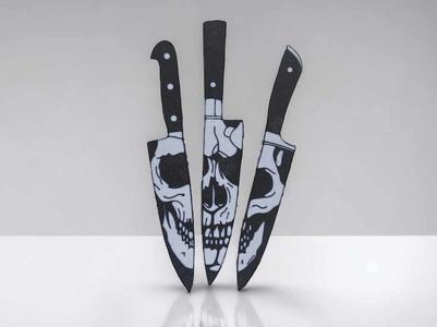 Skull in knives portrait set