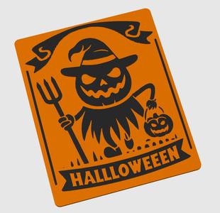 Laughing Pumpkin-Head Scarecrow Halloween Poster / Cartel de Halloween con Espantapájaros de Calabaza Riéndose