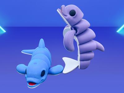 Articulated Cute Dolphin, Flexi Fish Toy
