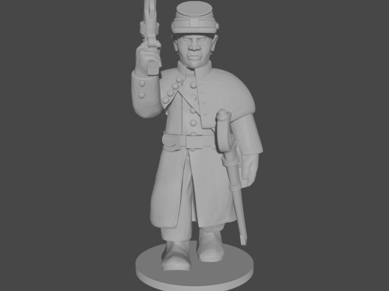 10-15mm American Civil War Officers in Greatcoats Marching with Revolvers UA-64