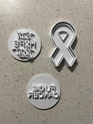 Cancer cookie cutter and stamp set