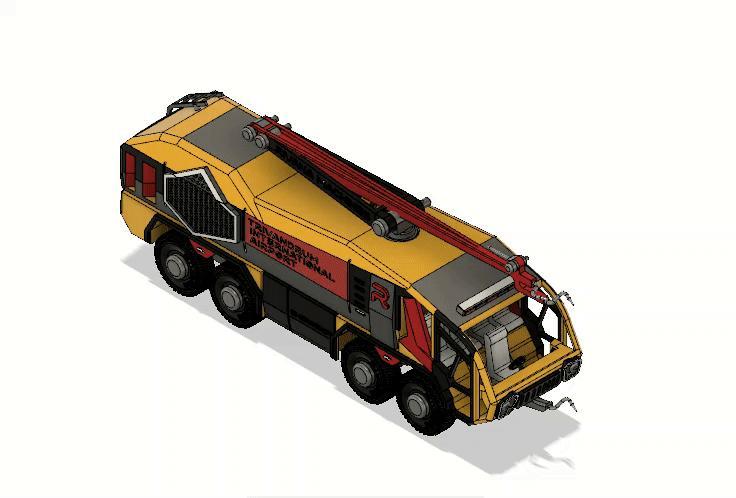 Yellow Airport Fire Truck Engine 8X8 with Movements