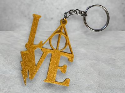 Harry Potter Love Keychain Deathly Hallows Keyring