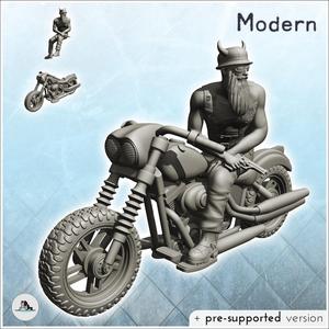 Biker with long beard, horned hat and gun (4) - Gang Modern Apocalypse Outlaw Biker US Bandit Rebel Club
