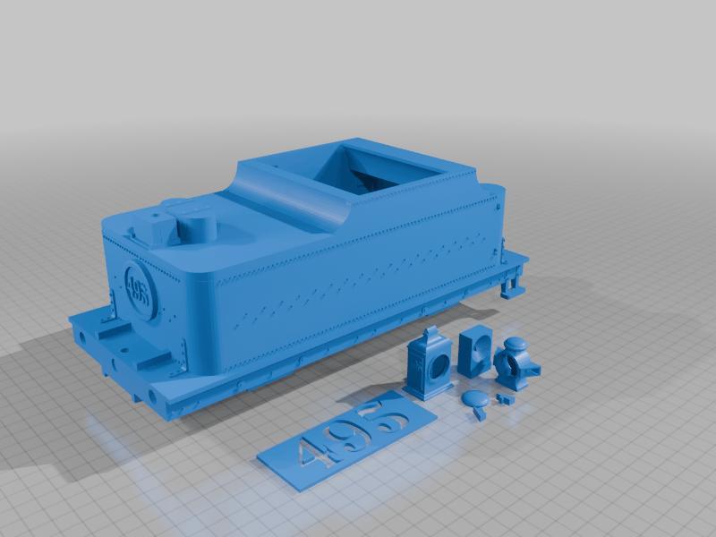 Bachmann 495 Unpainted 110-P-75 Tender, Rear Headlight, Rear Plate & Stencil