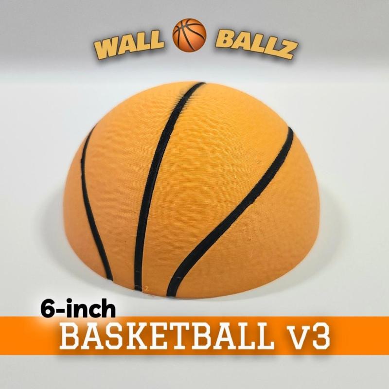6" Decorative Basketball v3 ::  'Wall Ballz' Hanging Pop-Out 3D Art Collection