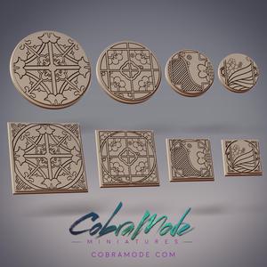 Flowery Azulej Base Pack (8pcs) - Round and Square Versions 