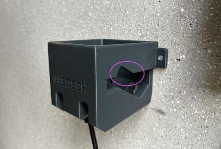 improved wall bracket for Bosch ebike battery "PowerPack 500" - now with cutout for battery status indicator