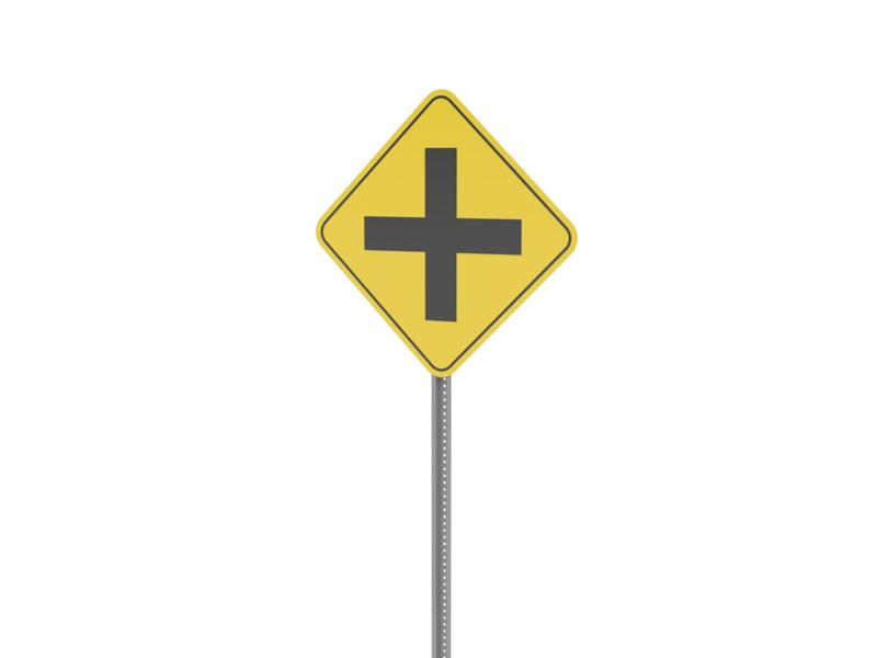 Scale Cross Road Ahead Sign
