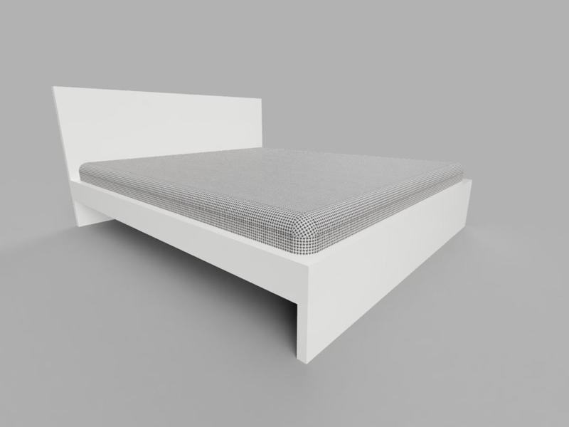 Bed + Bed Frame 180x220cm - 1:10 - House / Home Mockup Furniture