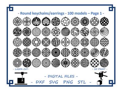 Round keychains/earrings - 100 models 