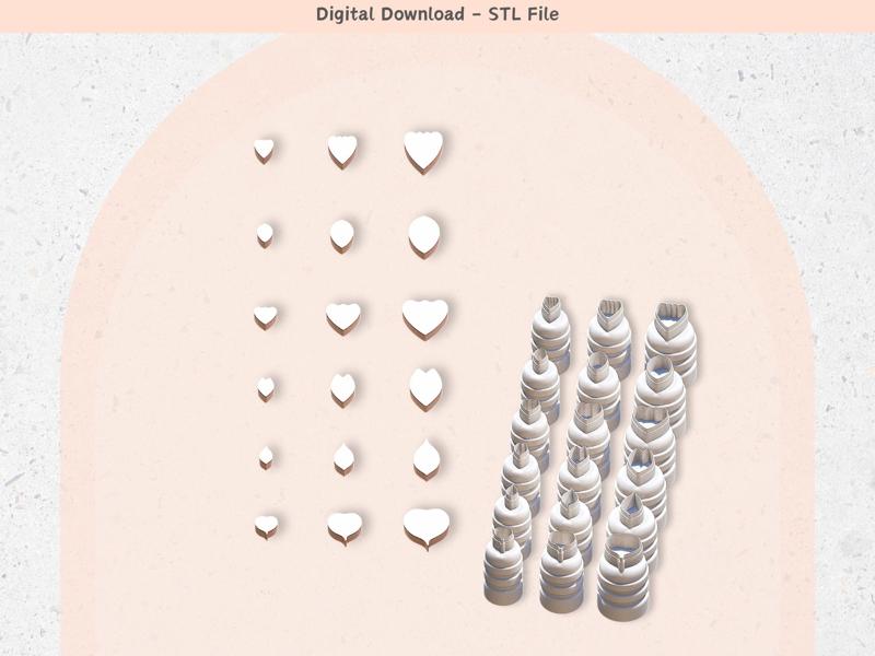 Petals Micro Cutters for Polymer Clay | Set of 6 | Digital STL File | Clay Tools | 3 Sizes 