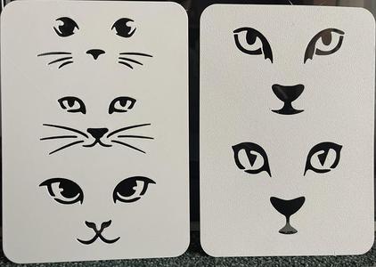 5x Cat Face - Template Stencil for drawing and painting