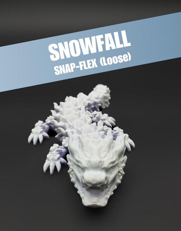 Snowfall, Winter Dragon Child - Articulated Dragon Snap-Flex Fidget (Loose Joints)