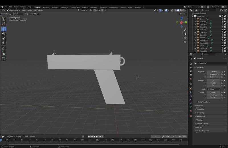 low polly pistol keychain