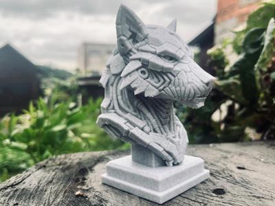 Wolf bust cyber mecha