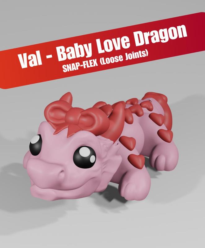 Val, Baby Love Dragon - Articulated Dragon Snap-Flex Fidget (Loose Joints)
