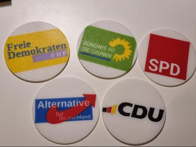CDU, SPD, AFD, Green Party, FDP Coasters