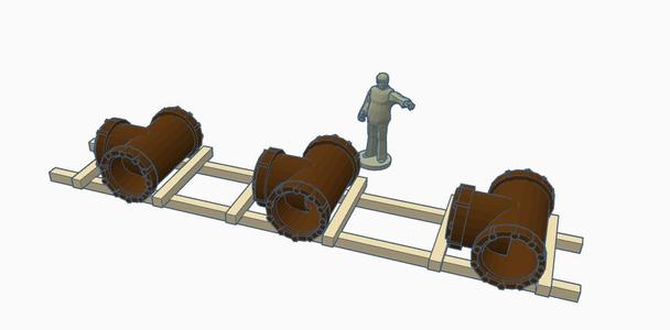 Load 3 pieces with finish H0 1:87 on wooden frame