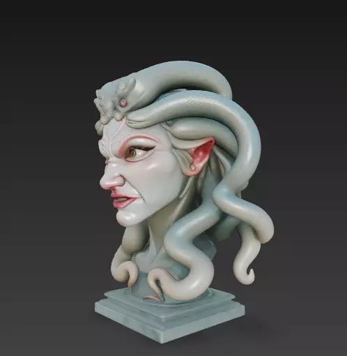 Medusa Bust Sculpture - Stylized 3D Print Model