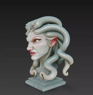 Medusa Bust Sculpture - Stylized 3D Print Model