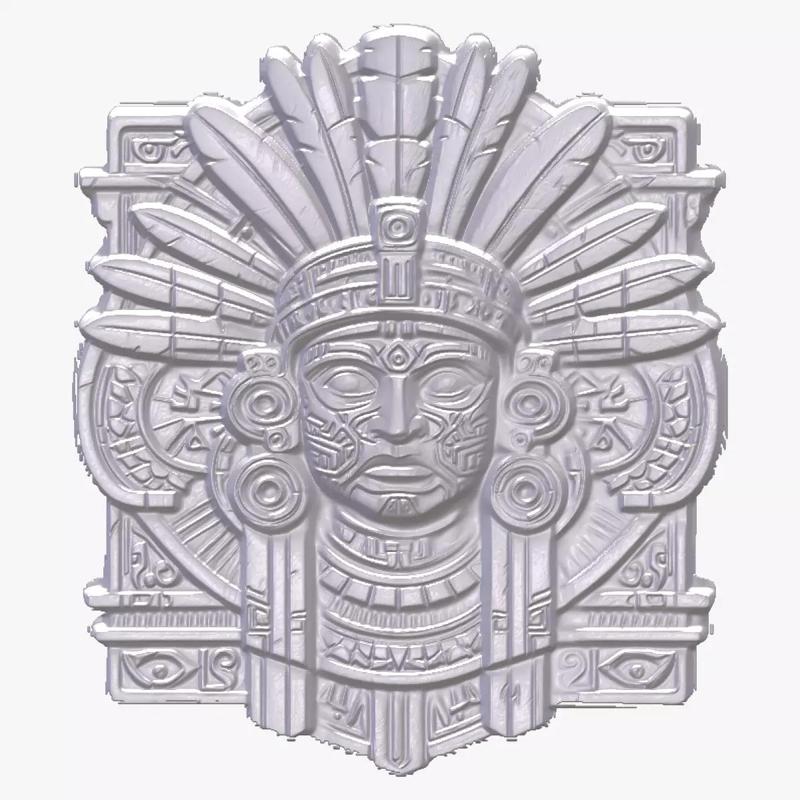 Mayan Warrior 1 basrelief for 3D printing