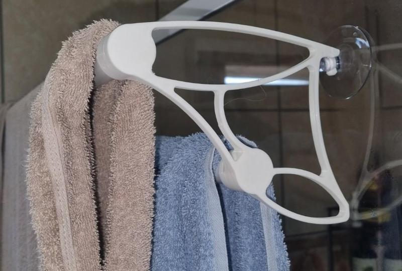 Double Towel Suction Mount Hanger (Modular, Left–Right–Center Support Design)