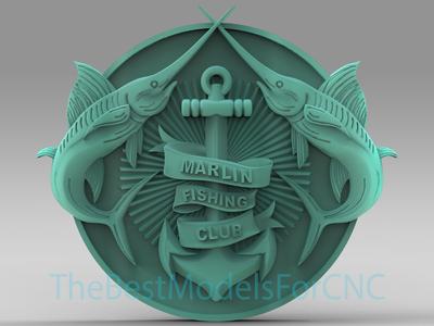 3D Model STL File for CNC Router Laser & 3D Printer Marlin Fishing Club