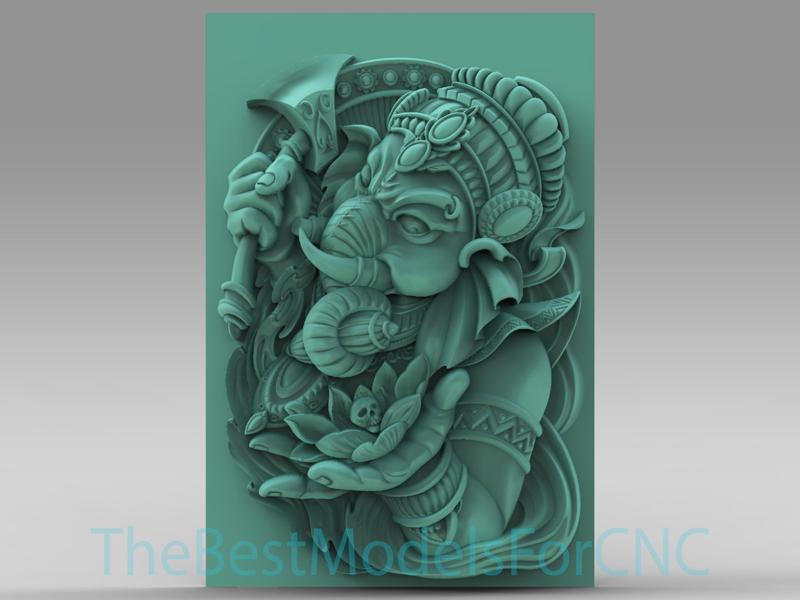 3D Model STL File for CNC Router Laser & 3D Printer God Ganesha Angry