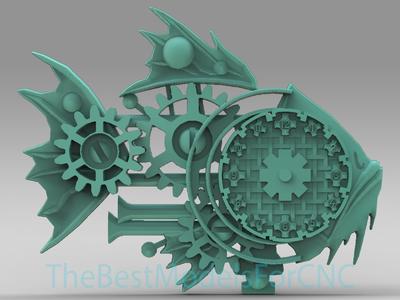 3D Model STL File for CNC Router Laser & 3D Printer Clock Mechanic Fish
