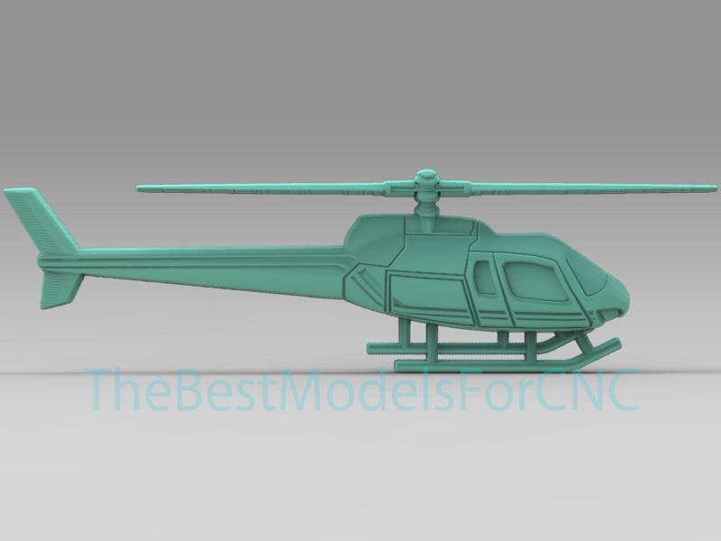 3D Model STL File for CNC Router Laser & 3D Printer Helicopter side